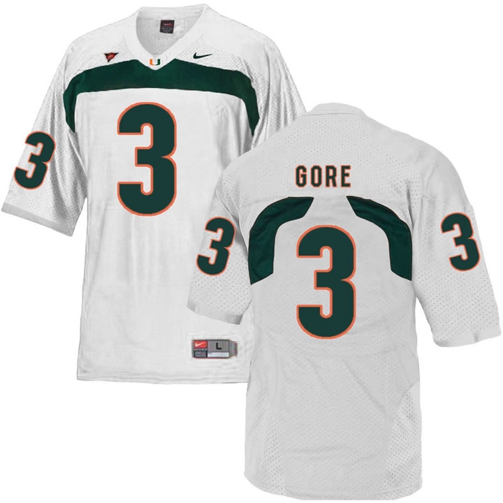 Miami Hurricanes #3 Frank Gore White College Football Jersey DingZhi